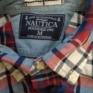 Nautica Men's Plaid Shirt - Red and Blue